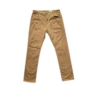 AG Adriano Goldschmied Everett Slim Straight Corduroy Pants in Beige Men's 33X34